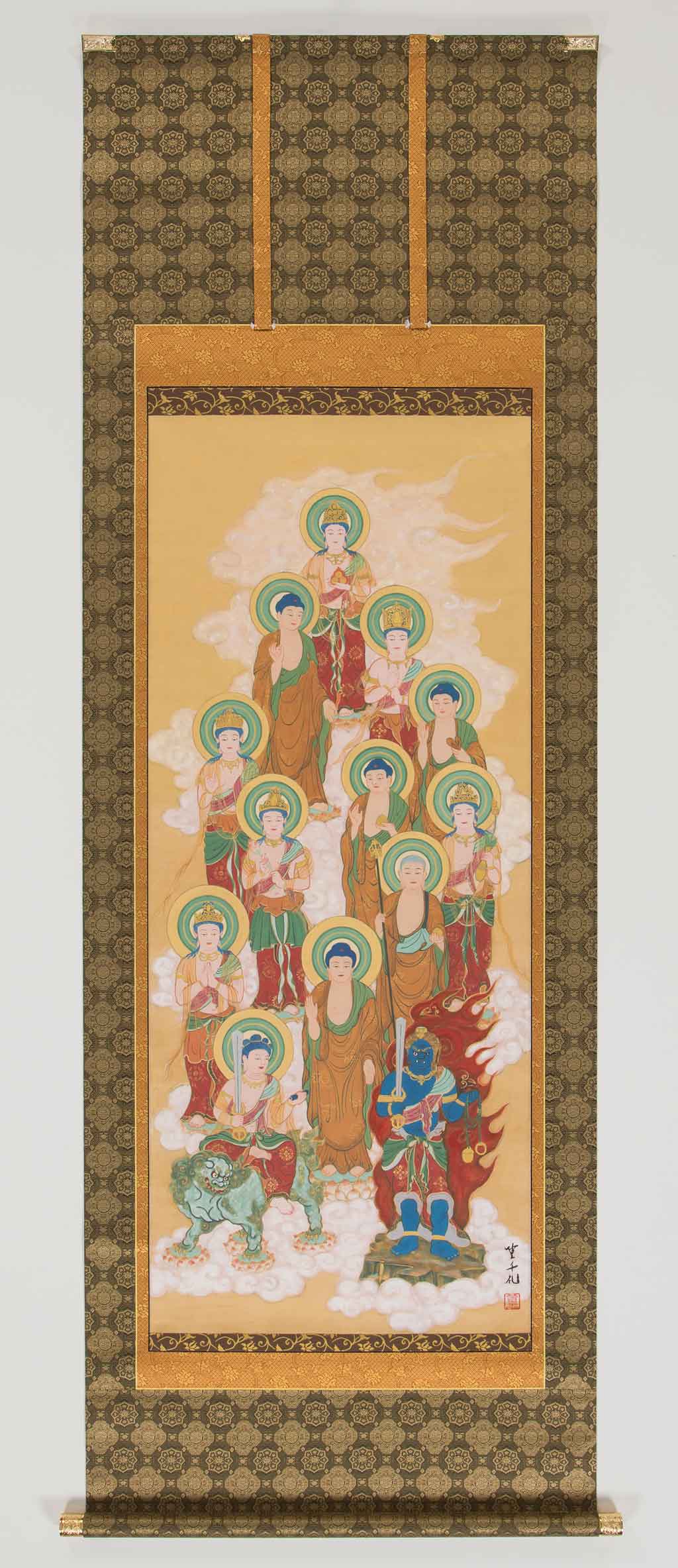 ☆春海『十三佛』日本画 掛軸 掛け軸 【B5505】