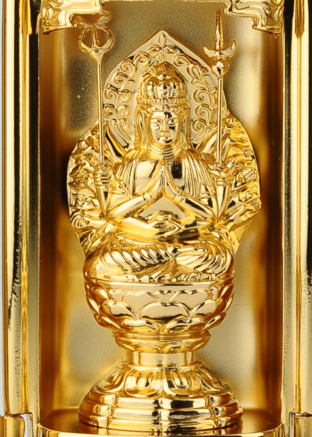 仏像 虚空蔵菩薩 厨子入り 純金メッキ仕上げ 総高9 7cm 高岡銅器 日本の手技 高岡銅器の仏像 本格仏像の仏像ワールド